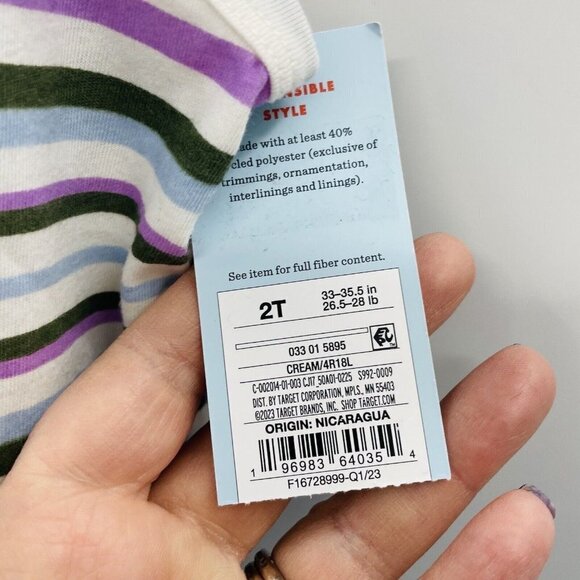 Cat & Jack Toddler Boys Size 2T Striped Tank Top in Blue/Olive Green/Purple 1998 - Picture 5 of 6
